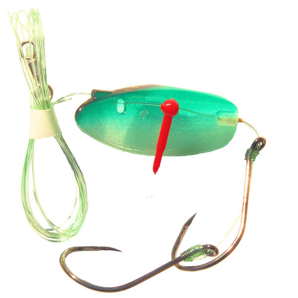 Krippled Anchovy Barbless Tandem, #606-Green Scale on Glow
