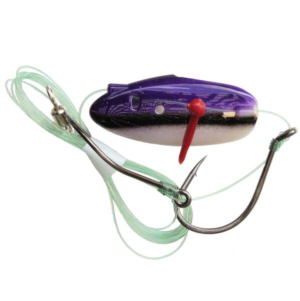 Krippled Anchovy Barbed Tandem, #630-Purple Black on Glow